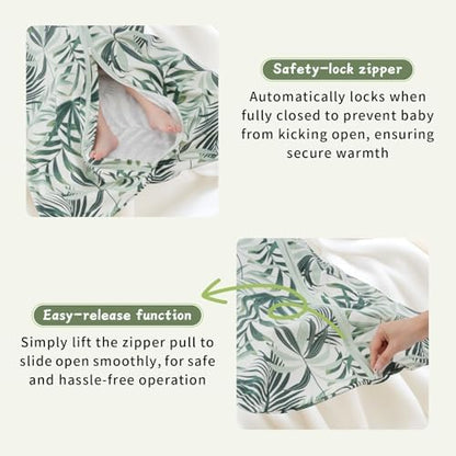 Baby Sleep Sack 6-12 Months, 100% Cotton Wearable Blanket, 0.5 Tog, 3 Pack