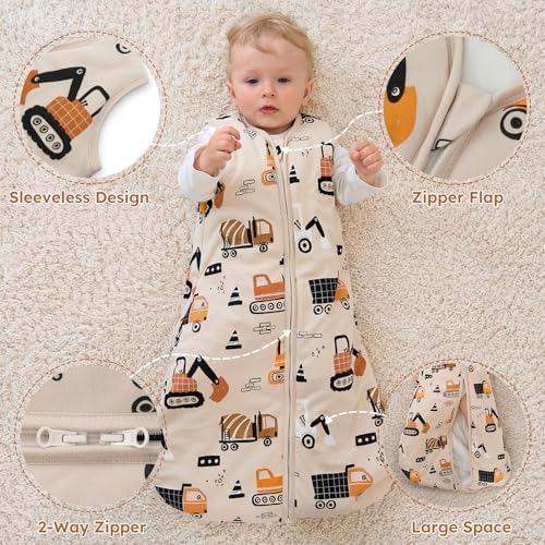 Yoofoss Baby Sleep Sack 6-12 Month 1.5TOG 100% Organic Cotton 2-Way Zipper