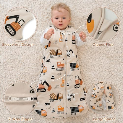 Yoofoss Baby Sleep Sack 6-12 Month 1.5TOG 100% Organic Cotton 2-Way Zipper