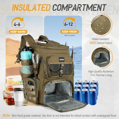 Goture Fishing Backpack with 4 Tackle Boxes,55L Tackle Backpack with Cooler