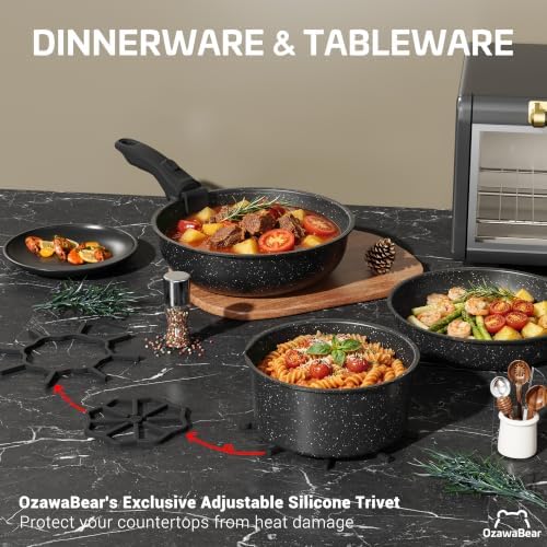 18 Pcs Pots and Pans Set Non Stick, Detachable Handle Cookware