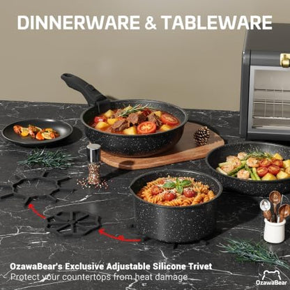 18 Pcs Pots and Pans Set Non Stick, Detachable Handle Cookware
