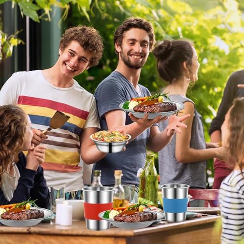 Camping Mess Kit Stainless Steel Utensils Camping Cookware Set for 4 Person