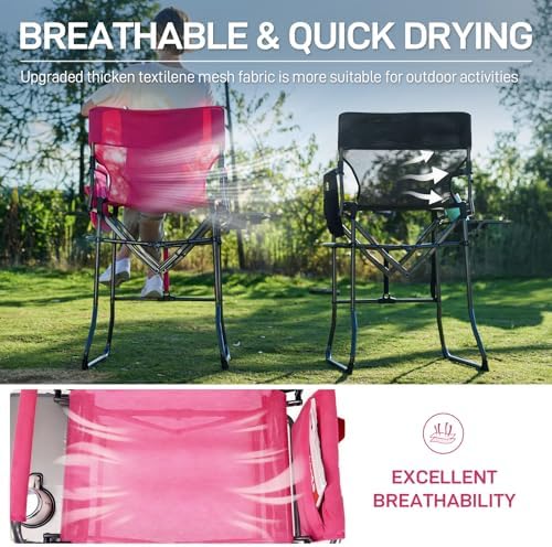 EVER ADVANCED Portable 30.7" Seat Height Tall Camping Directors Chair
