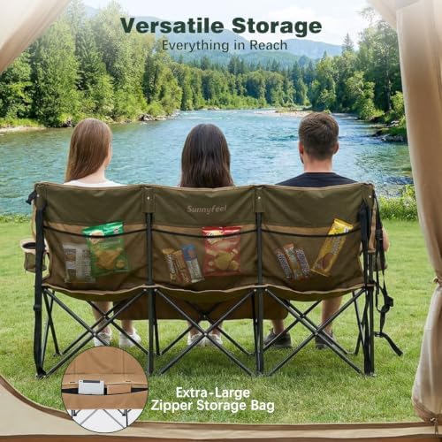 SUNNYFEEL 3 Person Camping Chair Oversized Loveseat for Adults