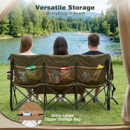 SUNNYFEEL 3 Person Camping Chair Oversized Loveseat for Adults
