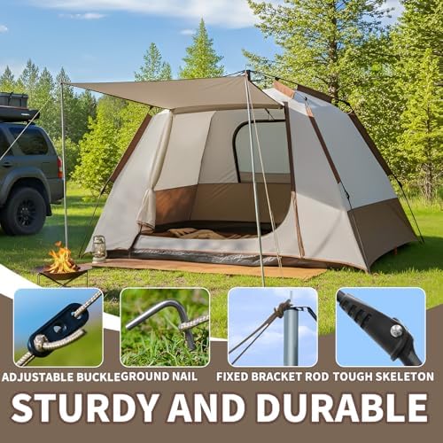 2 Person Instant Pop Up Tent, Camping Tent Easy Setup Integrated Sunshade Awning, Waterproof for Outdoor, Hiking, Beach