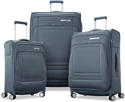 Samsonite UpLIFT Lightweight Large Checked Softside 3-Piece Luggage Set with Spinner Wheels - Expandable - Airline-Approved, Polyester Soft Suitcase for Ultra Light Travel - Elemental Blue