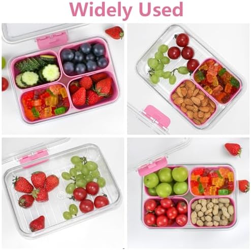Small Snack Box Container, Divided Serving Tray with Lid, 4 Compartment Snack Box Container for Candy, Fruits, Charcuterie, Travel & Parties, BPA-Free, 2 Pack