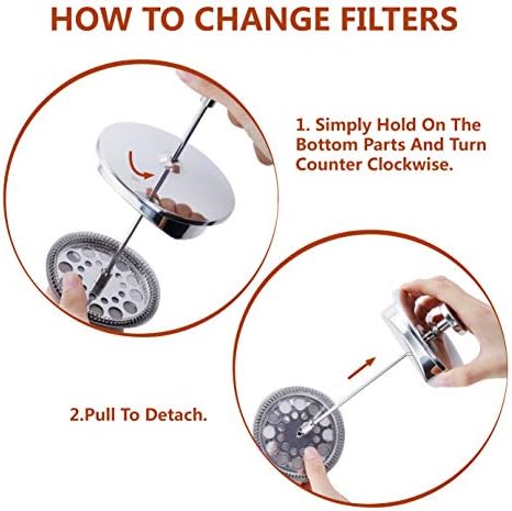 French Press Coffee Maker – Single Serve 1 Cup Small Stainless Steel Thermal Double Walled French Press 350ML/12OZ