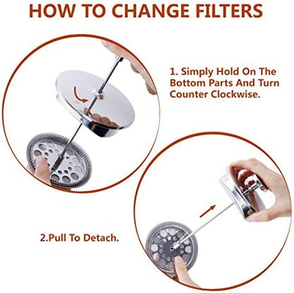 French Press Coffee Maker – Single Serve 1 Cup Small Stainless Steel Thermal Double Walled French Press 350ML/12OZ