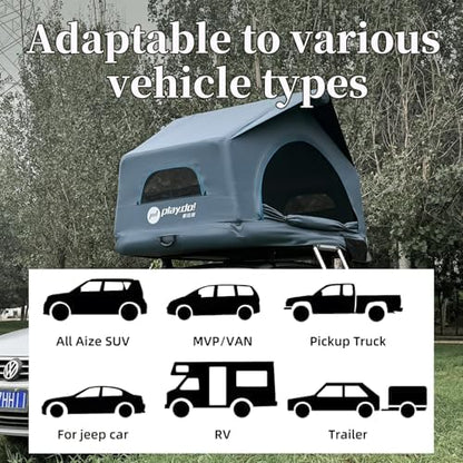 2 Person Inflatable Car Roof Top Tents with Pump and Awning,4 Season Waterproof and Sun Resitant Camping Dome Roof Top Tent Camping Tent for SUV, Truck and Universal Car,Easy Setup