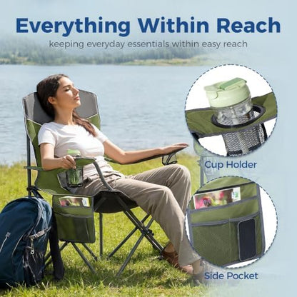 Oversized XL Camping Chair 2-Pack with Mesh Back, Green