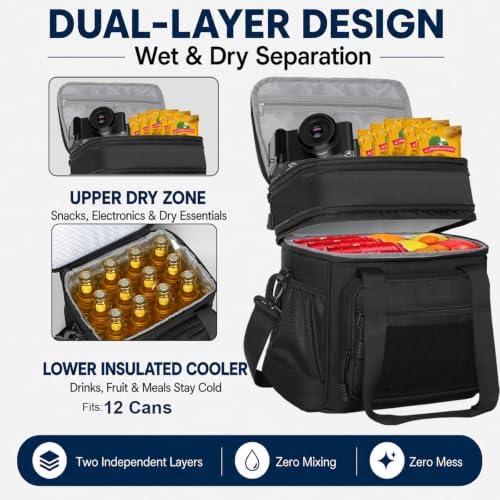 GLENKEY Tactical Lunch Box Men Expandable Insulated Leakproof Cooler Bag