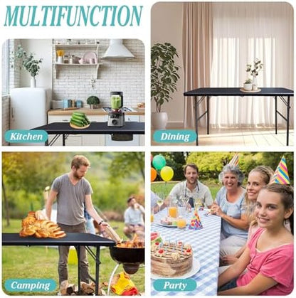 Gocamptoo Folding Table,4ft Indoor Outdoor Heavy Duty Portable Folding Square Plastic Dining Table w/Handle (Balck)
