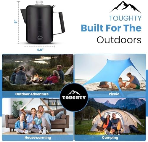 Toughty Yosemite Stovetop Coffee Percolator, 9 Cup, Black Matte