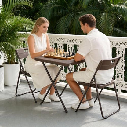 Folding Table 2 Pack, Portable Square Foldable Table No Assembly, Heavy Duty Steel Frame Indoor Outdoor Camping Patio Table, Picnic Card Table for Backyard, RV, Small Spaces