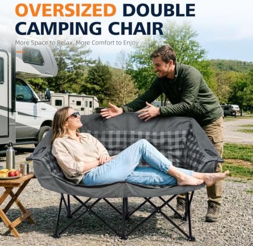 Double Camping Loveseat Chair - Oversized Padded Chair for Adults