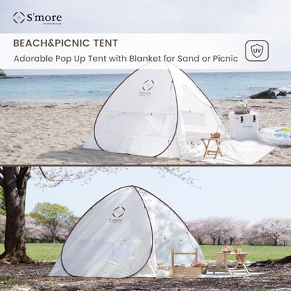 S'More 1/2 Person Beach Tent, Lightweight & Easy Set Up Pop up Tent, UFP 30+ Quick Portable Sun Shade Shelter for Beach,Picnic, Backyard, Festival