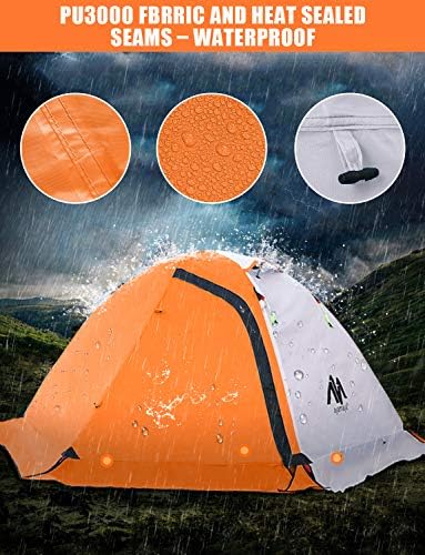 AYAMAYA 4 Season Waterproof 2 Person Backpacking Tent with Aluminum Poles