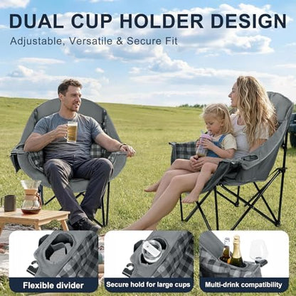 Oversized Camping Chairs 2 Pack, 500 LBS Heavy Duty Folding Chairs, Plaid