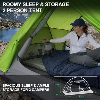 CANTUO 4 Season 2/3 Person Tent 20D Nylon Ultralight 4.34 lbs with Footprint4000mm Waterproof & Windproof Backpacking Tent Two Person Tent