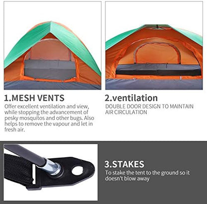 2 Person Tent - Dome Tents for Camping, Waterproof Windproof Backpacking Tent, Easy Set up Small Lightweight Tents, for Hiking Beach Outdoor with 2 Mesh Windows
