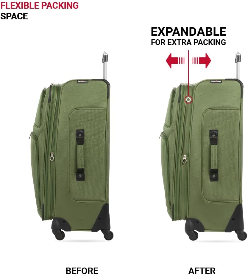 SwissGear Sion Softside Expandable Luggage, Evergreen, Checked-Large 29-Inch