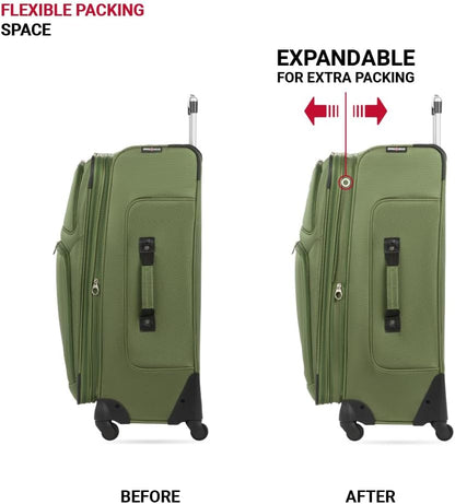SwissGear Sion Softside Expandable Luggage, Evergreen, Checked-Large 29-Inch
