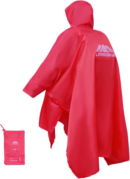 longsinger Rain Poncho for Adult, Waterproof Rain Poncho with Hood and Sleeve, Ideal for Hiking, Hunting, Camping