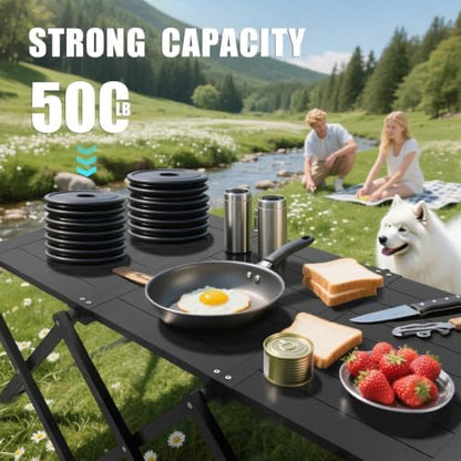Camping Table and Chairs Set, 2-in-1 Aluminum Folding Table