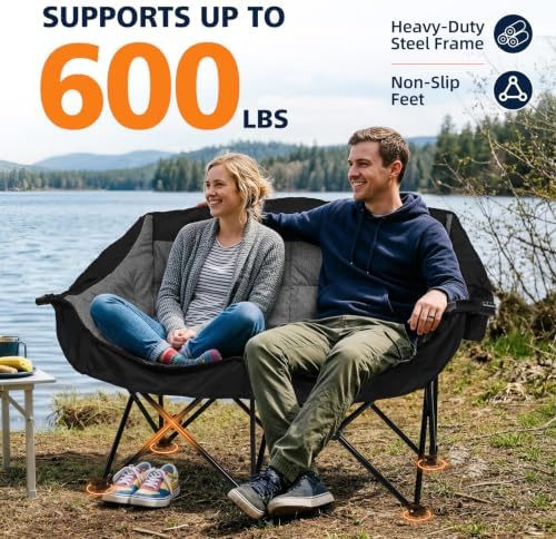 Double Camping Loveseat Chair - Oversized Lawn Chair for Adults