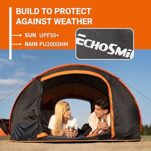 EchoSmile Instant Pop Up Camping Tent, 2/4/6 Person Easy Setup Tent