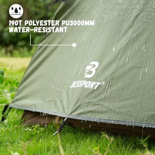 Bessport Camping Tent for 2-3 Person, Lightweight Backpacking Tent Waterproof Windproof Two Doors Easy Setup Double Layer Outdoor Tents for 3 to 4 Seasons, Suitable for Outdoor,Hiking,Camping