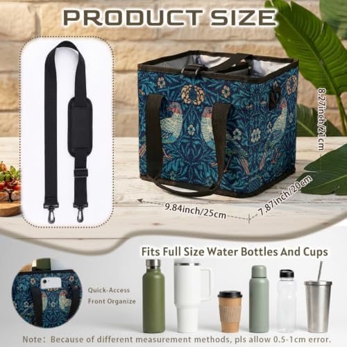 Vintage Printed Insulated Collapsible Cooler Bag,Leak‑Proof Lining