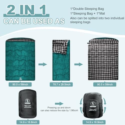 0 Degree Cotton Flannel Double Sleeping Bag for Adults