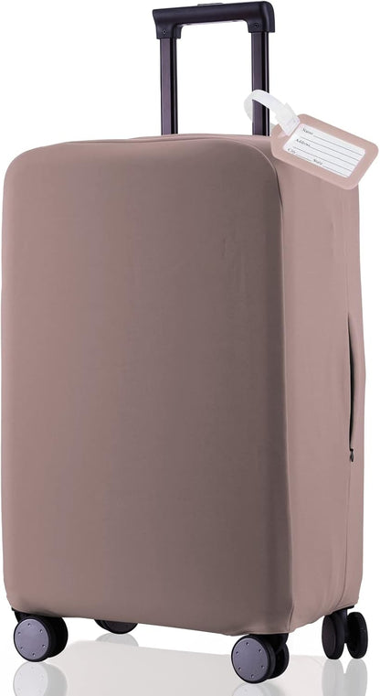 Travel Luggage Cover Suitcase Protector Scratch-Resistant Fit 19-31 Inch Suitcase, Not Included Suitcase (Khaki, L(26-27 inch))