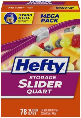 Hefty Slider Storage Bags, Quart Size, 78 Count