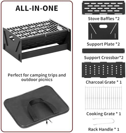Charcoal Grill Portable Folding with Carry Bag,BBQ Camping Grill Fire Pit