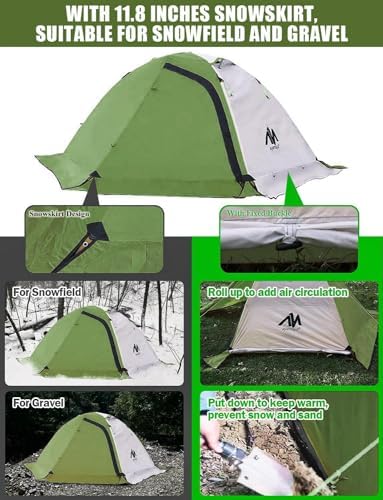 AYAMAYA 4 Season Waterproof 2 Person Backpacking Tent with Aluminum Poles