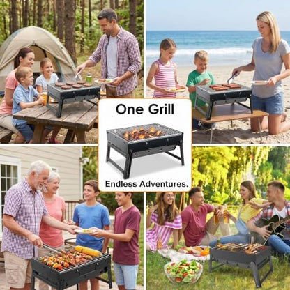 Portable Foldable Charcoal Grill 15" Tabletop BBQ