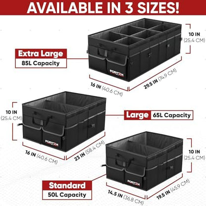 FORTEM Trunk Organizer - Foldable Car Organizer & Storage for SUVs & Trucks