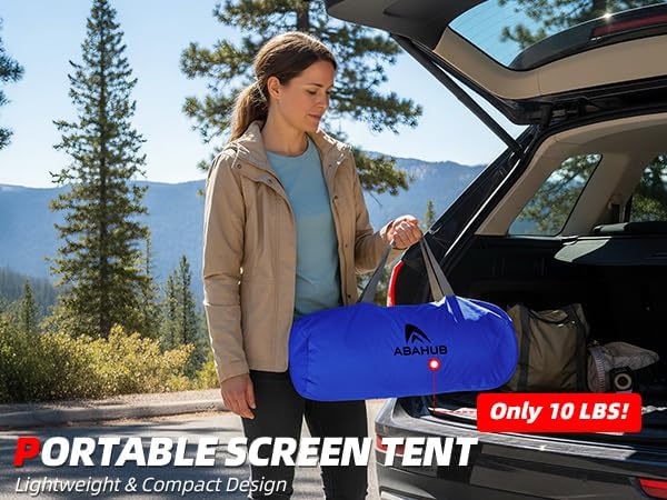 Abahub Portable Screen House Tent for 4-6 Person, 9.8x9.8x6.7 ft, Blue