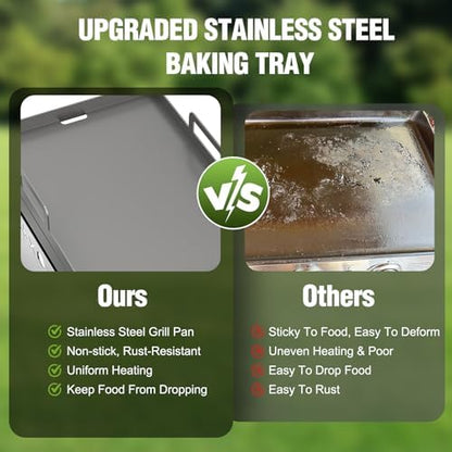 COWSAR Portable Gas Grill 8000 BTU 304 Stainless Steel Propane BBQ Griddle
