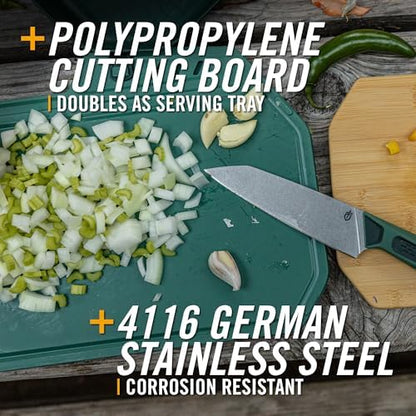 Gerber Gear ComplEAT Cutting Board Set - Cutting Board Kit with Polypropylene & Bamboo Cutting Boards - Features Paring Knife & Chef's Knife for camping picnics and outdoors
