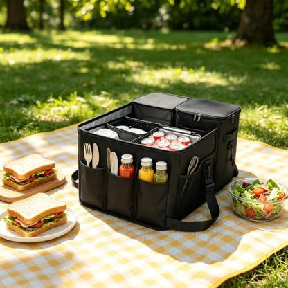 2 in 1 Cooler Organizer Insert for Large Bag Accessories Peva Leak Proof Ice Chest Lightweight Mesh Divider Inserts Pouch with 4Fastener for XL Bog Beach Rubber Tote for Use