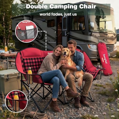 SUNNYFEEL Double Camping Chair Oversized Loveseat for Adults