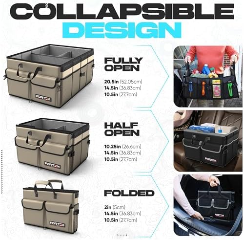 FORTEM Trunk Organizer - Foldable Car Organizer & Storage for SUVs & Trucks