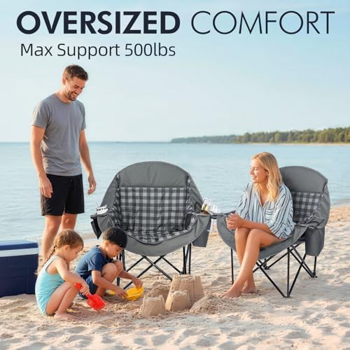 Oversized Camping Chairs for Adults - Heavy Duty Padded Outdoor Camp Chair