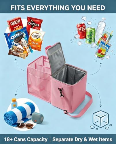 Insulated Cooler Organizer Insert Compatible with XL Bogg Bag,2-in-1 Dry-Wet Separate Tote Insert Leakproof Cooler&Mesh Storage Bag,Bogg Bag Accessories for Beach,Camping